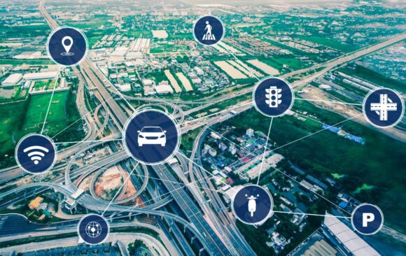 smart-transport-technology-concept-future-car-traffic-road Hoppenbrouwers Techniek: Complete fleet control with Geotab’s OEM telematics